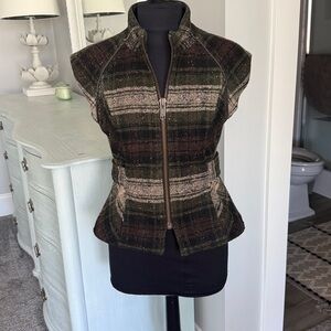 CAbi Plaid Vest in Black and Gray
